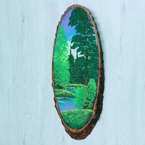 14160732 - Картина на спиле дерева вековые сосны 50 см лето