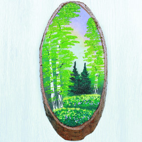 14160334 - Картина на спиле дерева закат в лесу 30 см лето.